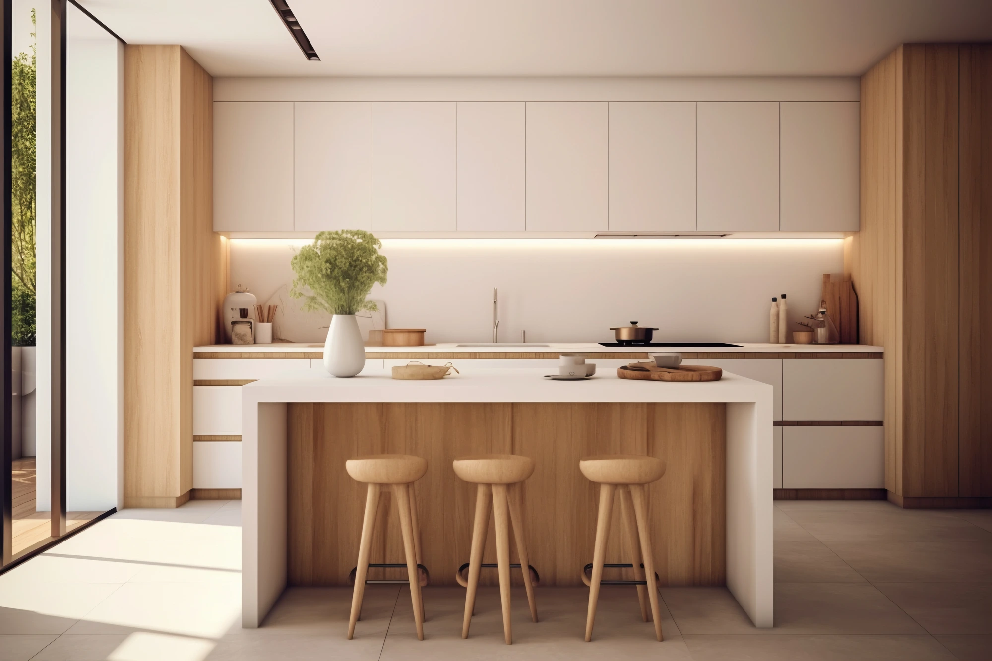 Warm minimalist modular kitchen — signature collection